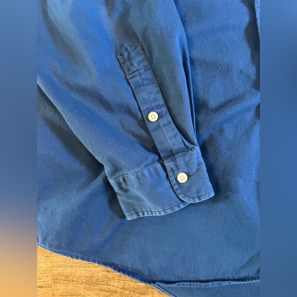 Polo Ralph Lauren Blaire Navy Pony Flannel Button Down Shirt XL Vintage F21 - Picture 3 of 7